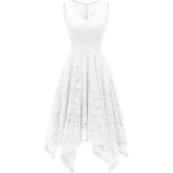 Women's Lace Cocktail Dress X-Large Handkerchief Hem Formal Occasion